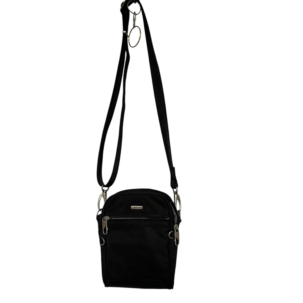 Travelon Anti-theft Classic Tour Bag Black Front Zippered Pocket RFID Card Slots